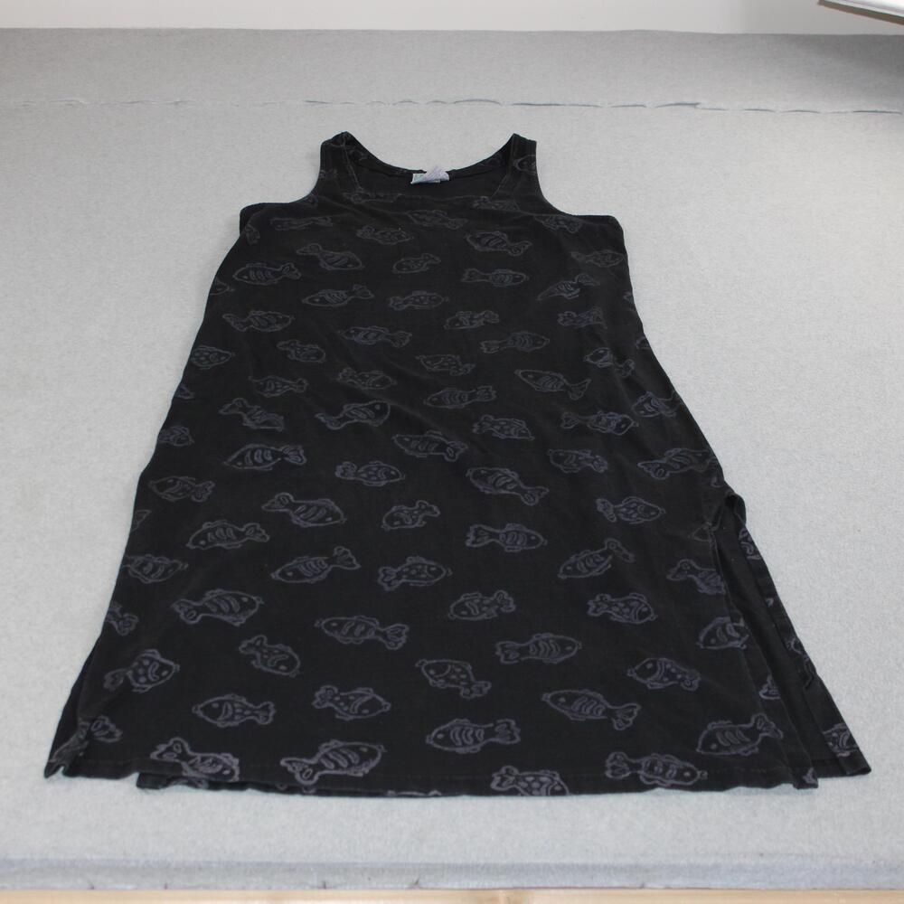 Vintage Fresh Produce Dress Women XL Black Fish Tank Midi Coastal Made USA READ